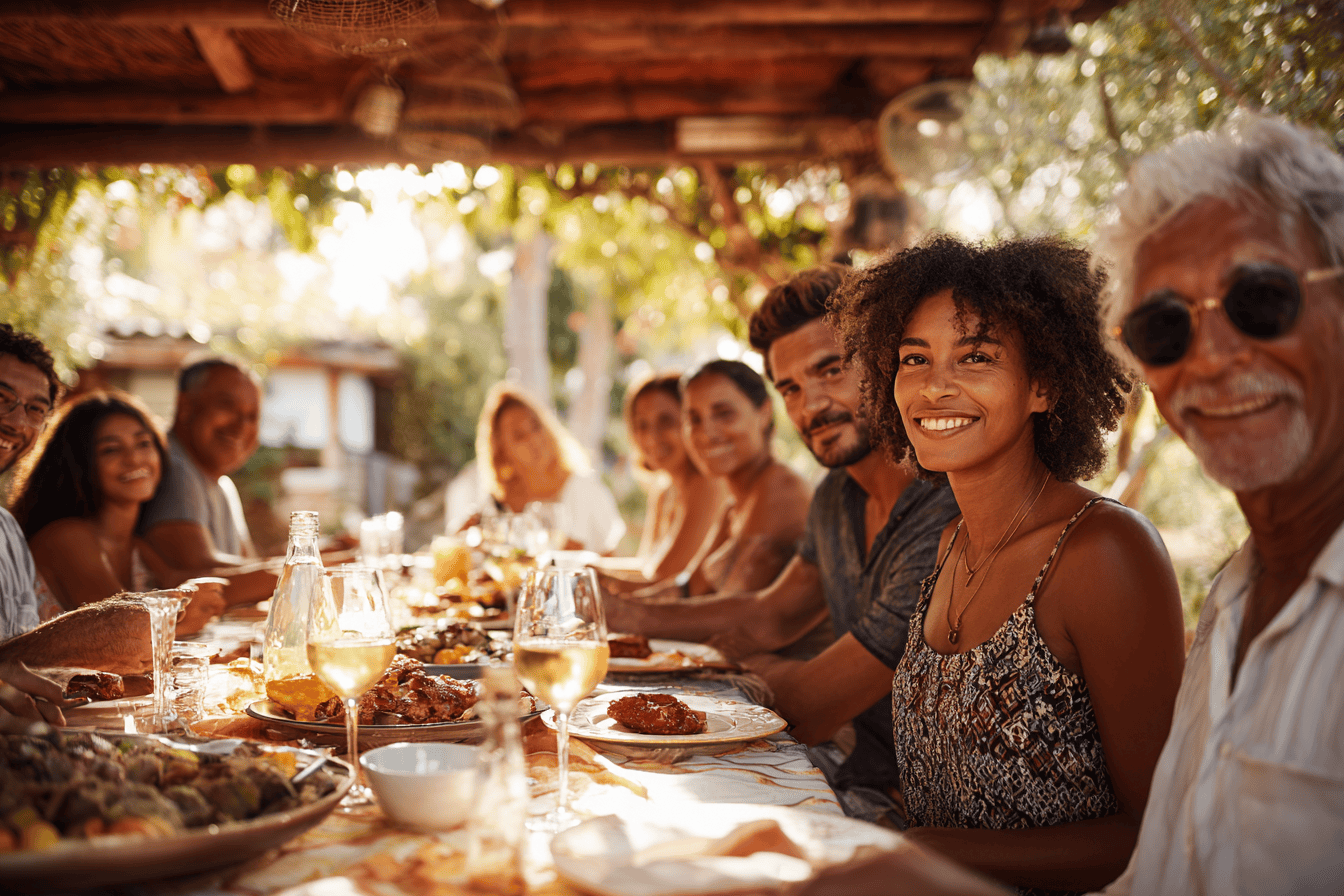 Família reunida no churrasco