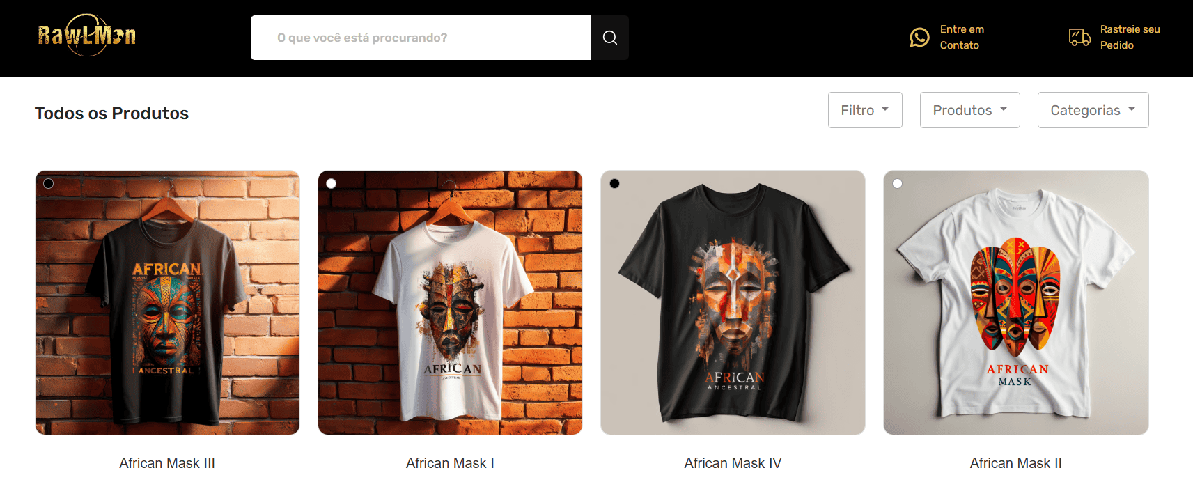 Camisetas Máscaras Ancestrais Rawlman