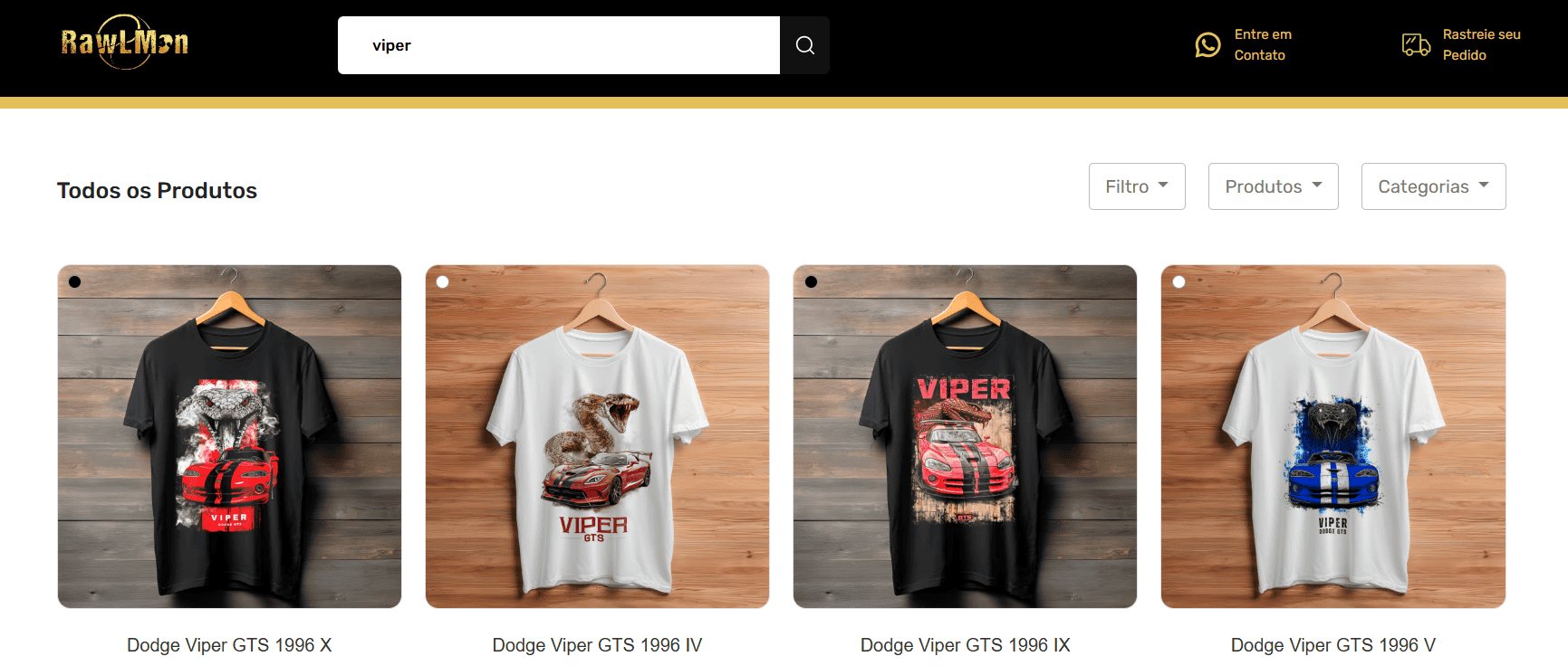 Camisetas Carros Icônicos Rawlman