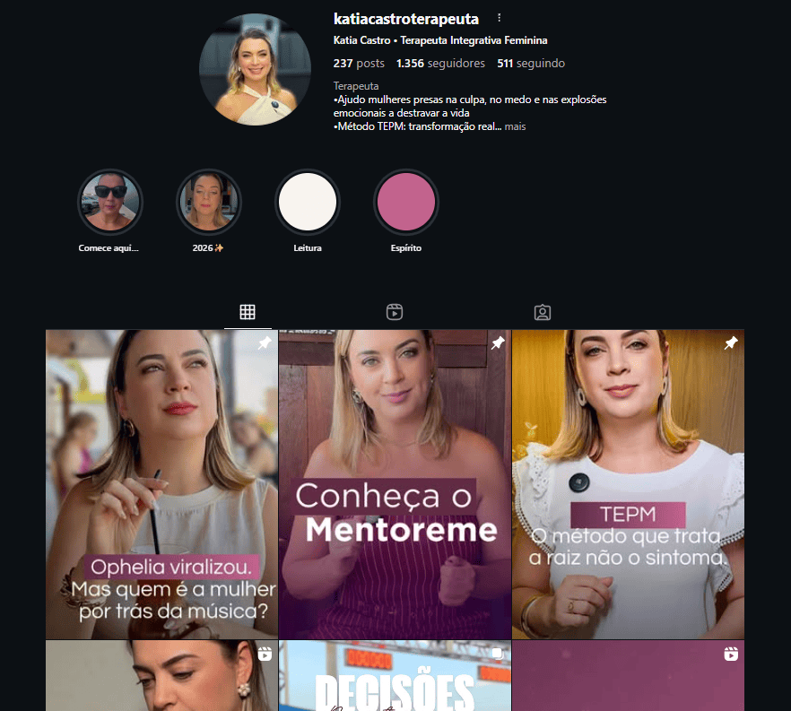 Instagram da Katia Castro, Mentoreme
